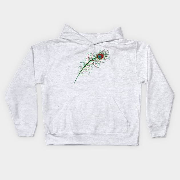 Peacock Feather Kids Hoodie by Madhav